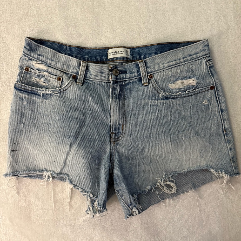 Abercrombie & Fitch Blue Jean Distressed Cut-off Shorts